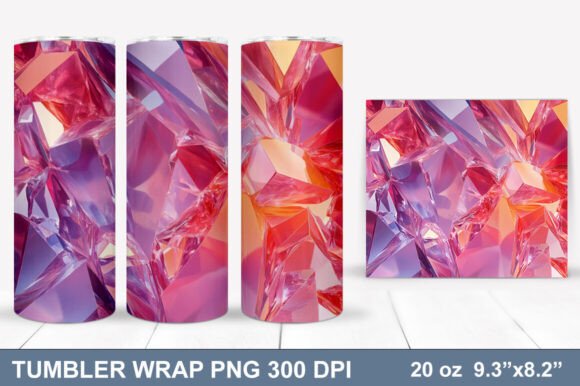 3D Crystal Tumbler 20oz Wrap – PNG File: Elevate Your Drinkware with Sparkle and Elegance