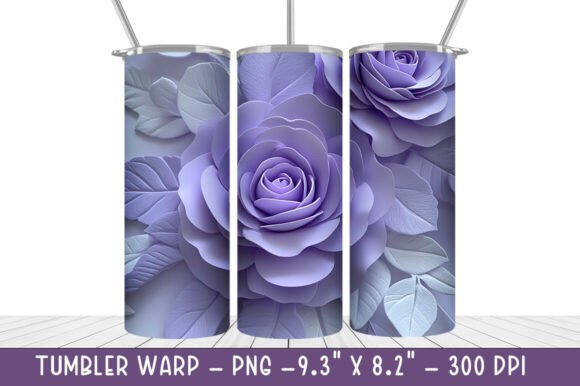 3D Pastel Purple Roses Tumbler Wrap: A Stylish and Versatile Drinkware Design
