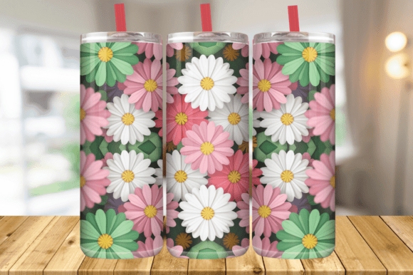 3D Pink Green Flowers Tumbler Wrap: A Unique and Stylish Addition to Your Collection