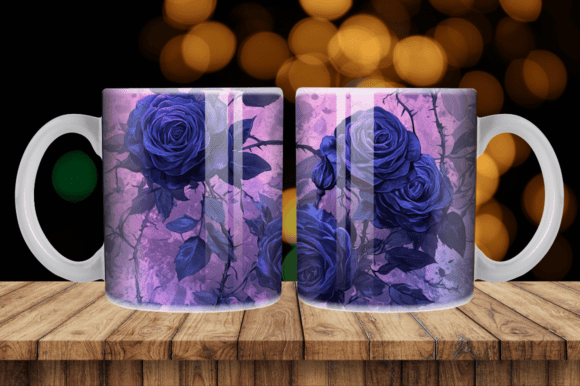3D Purple Blue Black Roses Mug Wrap: A Stylish and Versatile Design Solution