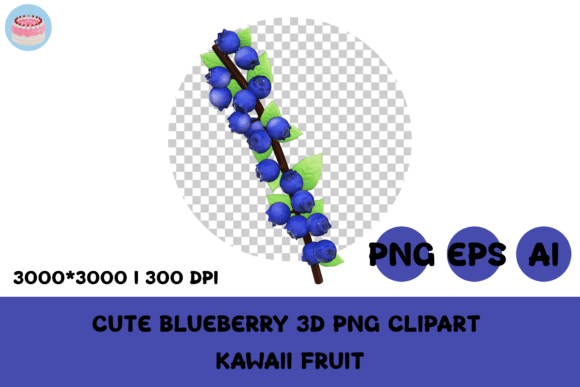 Add a Touch of Sweet, Whimsical Charm with Cute Blueberry 3D PNG Clipart Kawaii