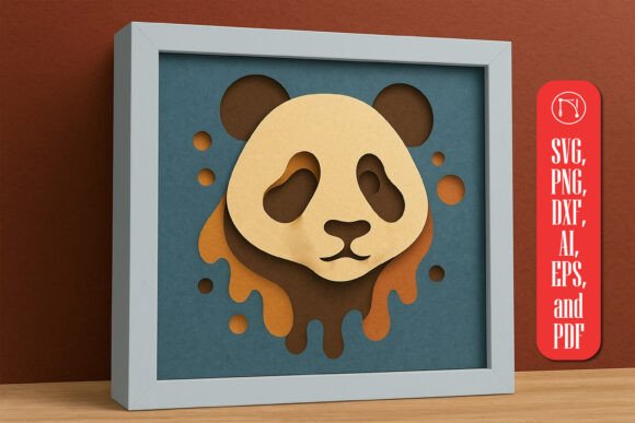 Charming Panda Face Multilayer 3D Shadow Box SVG for Creative Projects