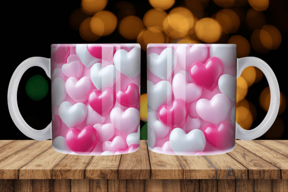 Creative 3D Pink Hearts Tumbler Designs