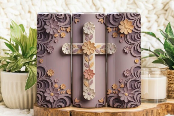 Customize Your Tumbler with 3D Floral Cross Wrap