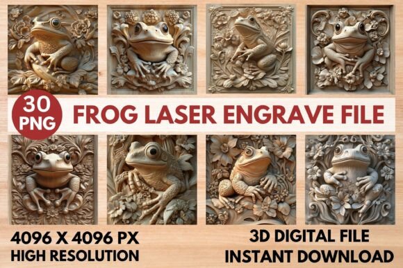 Discover the Charm of Frog Laser Engrave 3D PNG Set