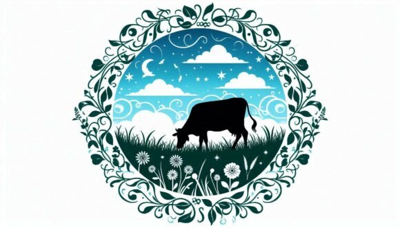 Discover the Versatility of Cow Grazing in a Field Illustration