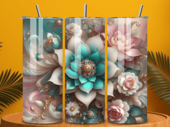 Elegant 3D Floral Tumbler Wrap: A Versatile Design for Your Creative Projects