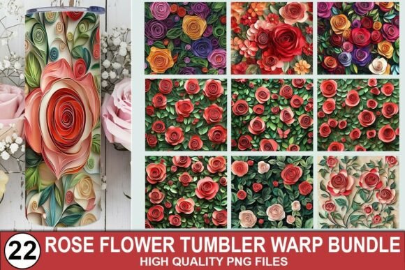 Elevate Your Drinkware with the Rose Paper Quilling 3D Tumbler Bundle