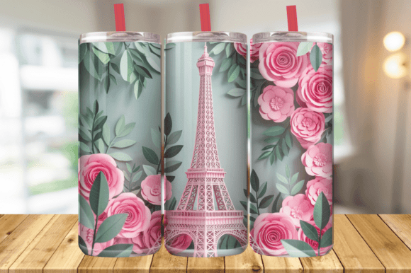 Elevate Your Tumbler Designs with the 3D Pink Eiffel Tower Tumbler Wrap
