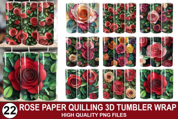 Enhance Your Drinkware with Rose Paper Quilling 3D Tumbler Wrap