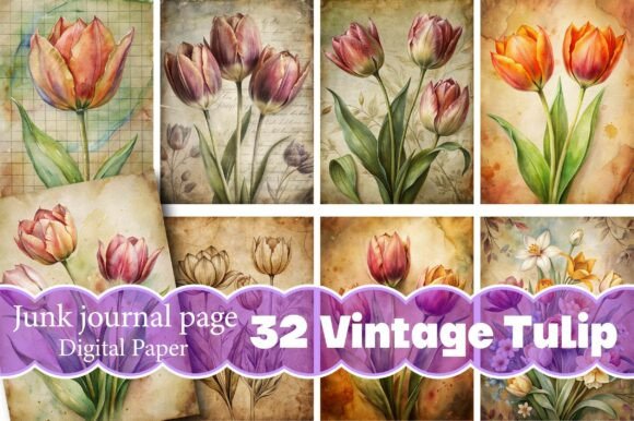 Explore Creativity with Vintage Tulip Journal Pages