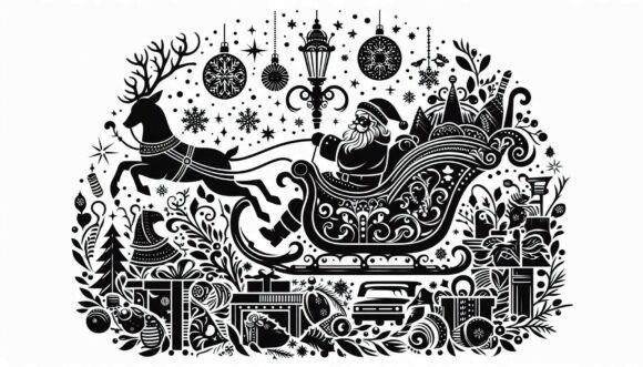 High-Quality Santa in a Sleigh Clipart