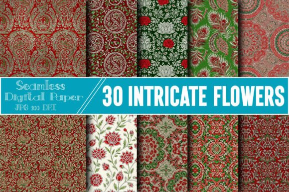 Intricate Flowers Seamless Digital Paper: A Versatile Graphic Set for Your Creative Projects