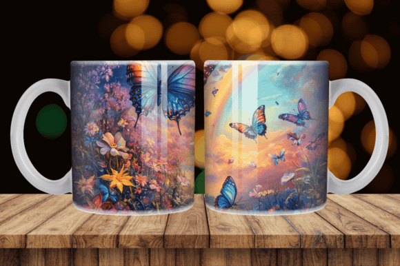 Transform Your Mug with Fantasy 3D Butterfly Floral