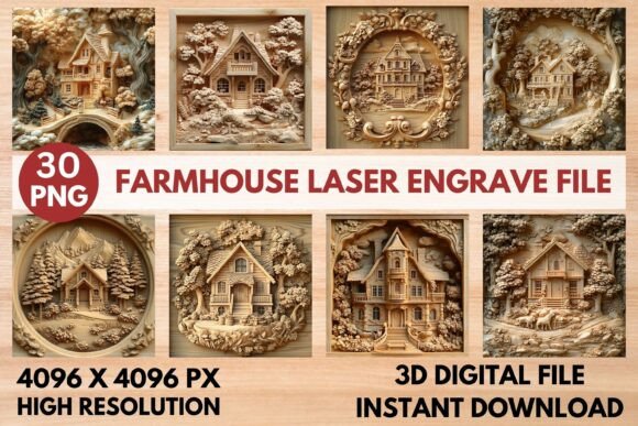 Transform Your Projects with Farmhouse 3D PNG Set