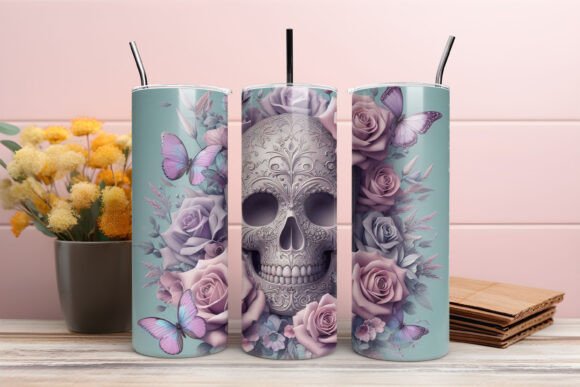 Unleash Creativity with 3D Sugar Skull Halloween Tumbler Wrap