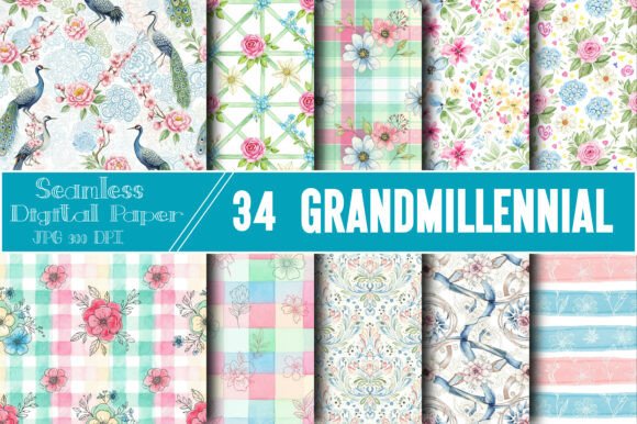 Watercolor Grandmillennial Patterns: A Blend of Elegance and Versatility